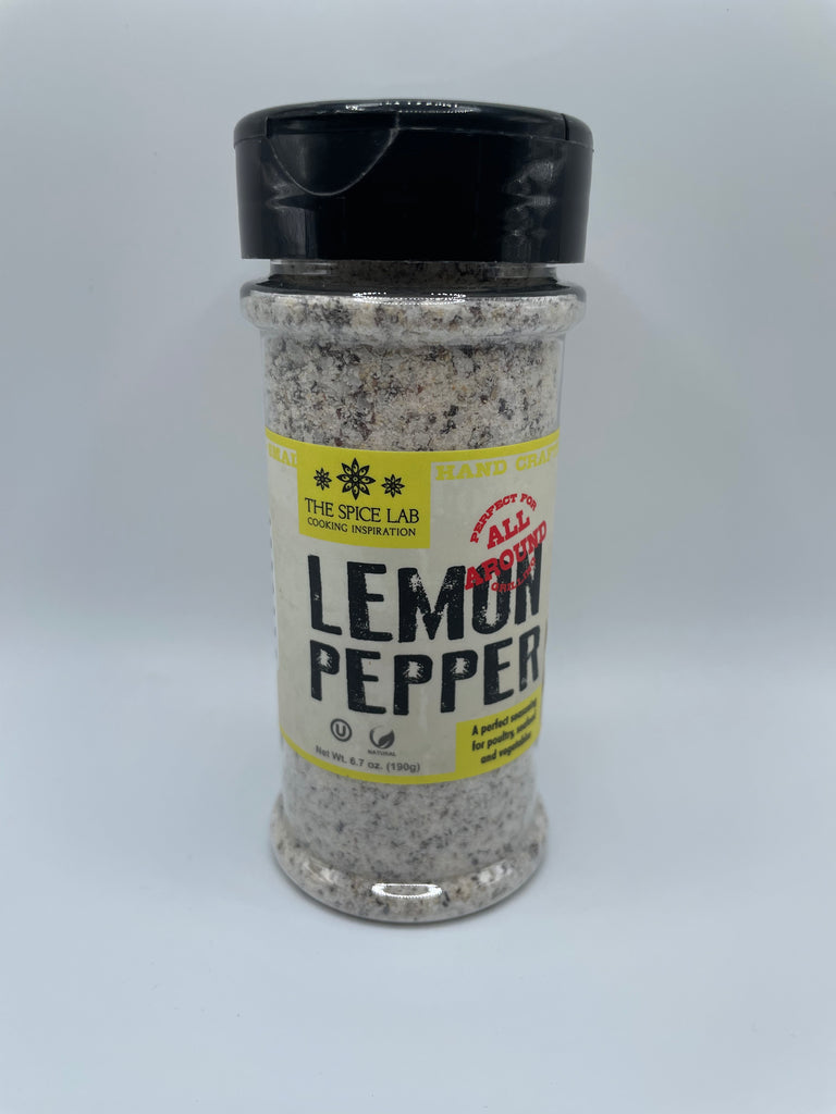 The Spice Lab Kosher Salt Lemon Pepper Seasoning - All-Natural Non-GMO - 6.7 ounces #7073