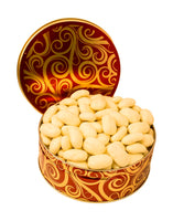 JR GIFT TIN WHITE CHOCOLATE COVERED PECANS