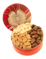 *MUST CALL TO ORDER* CORPORATE GIFT TIN TRIO MILK CHOCOLATE, WHITE CHOCOLATE AND PRALINE PECANS